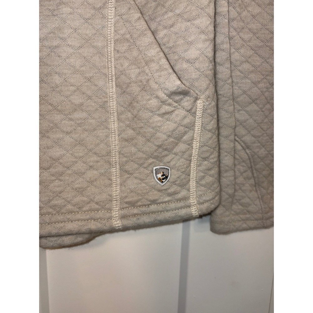 KÜHL Alska Pullover Women's Cowl Neck Sweater Merino Blend Quilted Oatmeal - Picture 2 of 9